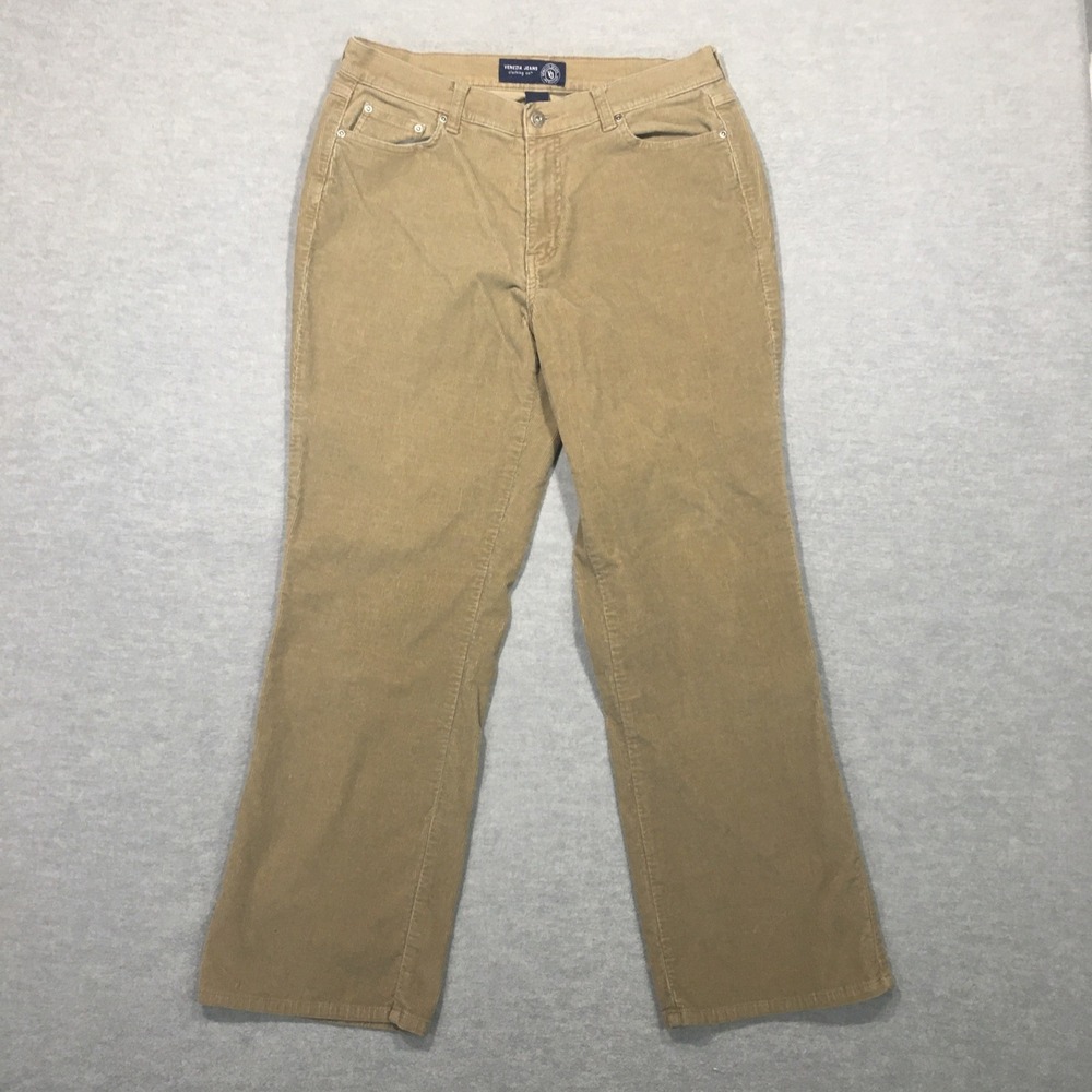 Venezia Jeans Womens 16 Corduroy Mid Rise Straight Leg Pants Tan Light Brown